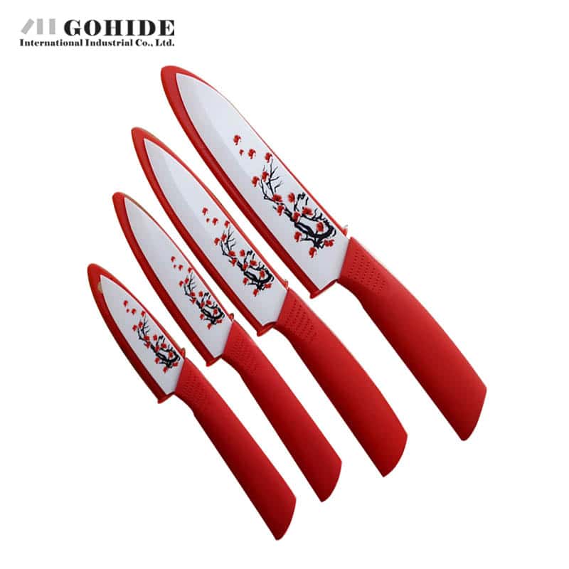 High quality brand Bake Flowers Ceramic Knife  4pcs/set Paring Fruit  3" 4" 5" 6" inch  Kitchen Ceramic Knife Sets Free shipping