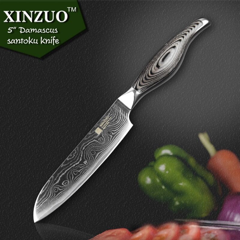 NEW 5" chef knife Japanese VG10 Damascus steel chef kitchen knife santoku knife color wood and stainless handle FREE SHIIPPING