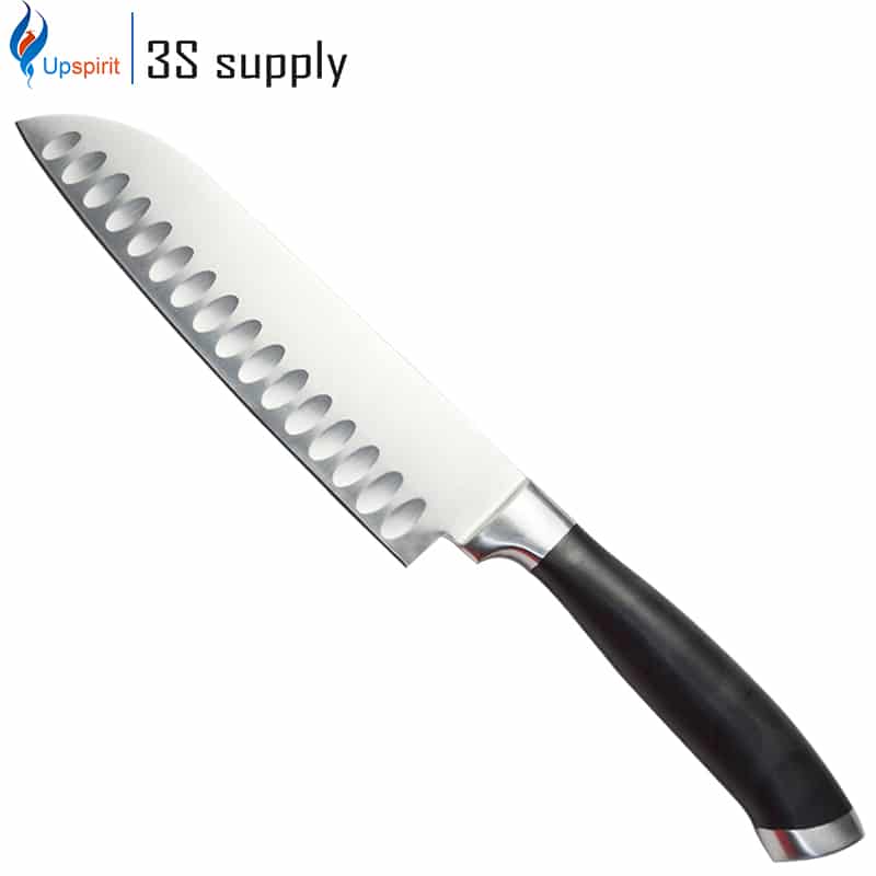 New multifunction japanese style kitchen knife 7" stainless steel chef knife POM handle black cuisine knife kitchen accessories