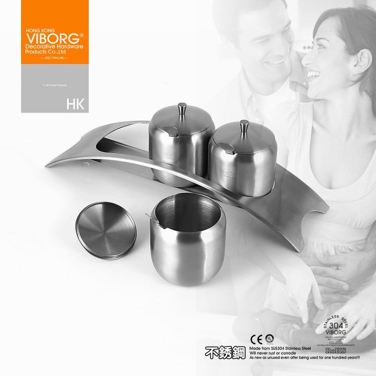 (set of 4) Viborg 304 Stainless Steel Kitchen Spice Condiment Salt Sugar Dip Container Jar with Lid & Spoon, 3 containers+1 rack - Image 4