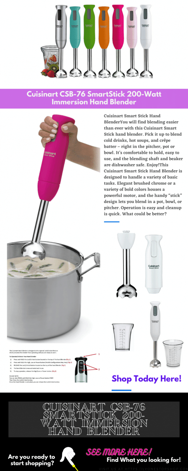 Cuisinart CSB76 SmartStick 200Watt Immersion Hand Blender Cooking with Lillian